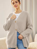 Button Down V-Neck Long Sleeve Cardigan - Trendsi - Flyclothing LLC
