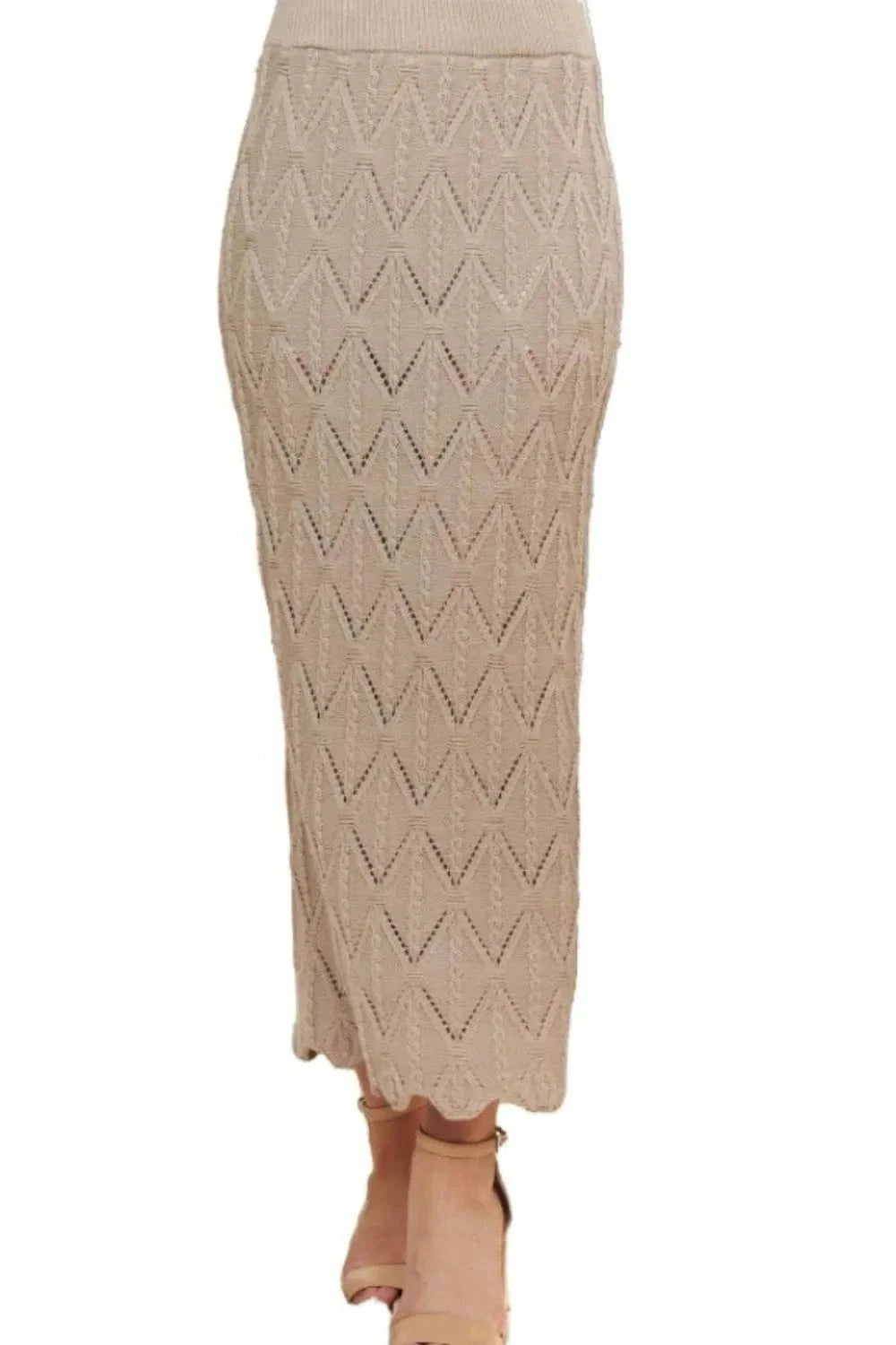 ADORA Scallop Trim Detail Knit Skirt - Trendsi