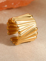 18K Gold-Plated Wide Band Statement Ring - Trendsi - Flyclothing LLC