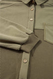 Waffle-Knit Collared Neck Long Sleeve Shacket - Trendsi - Flyclothing LLC