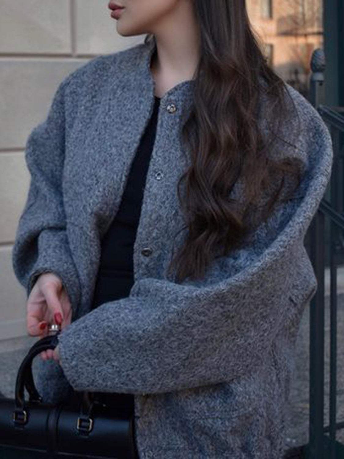 Full Size Snap Down Drop Shoulder Jacket - Trendsi - Flyclothing LLC