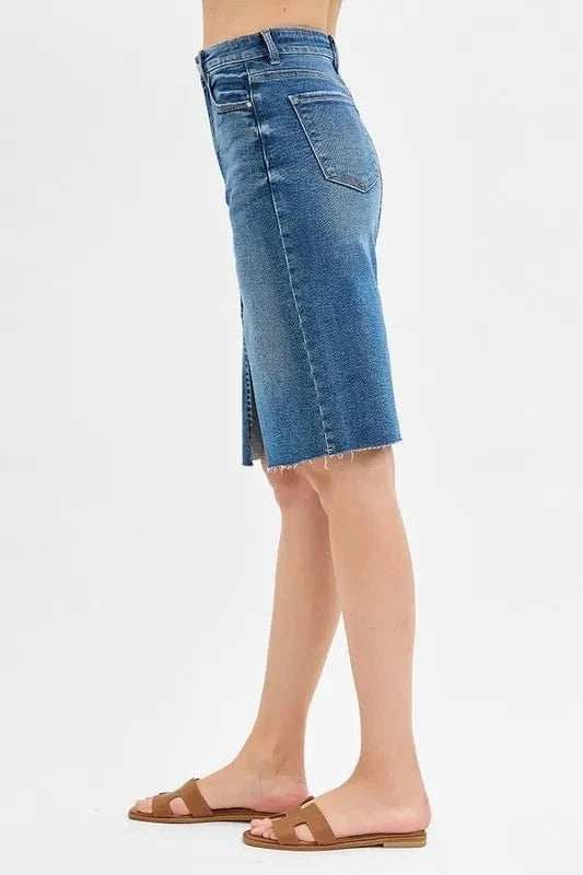 RISEN Full Size High Rise Front Slit Pencil Skirts Plus Size - Trendsi - Flyclothing LLC