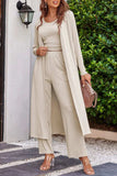 Drawstring Tank, Long Sleeve Cover Up and Pants Set - Trendsi - Flyclothing LLC
