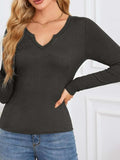 Notched Long Sleeve T-Shirt - Trendsi - Flyclothing LLC