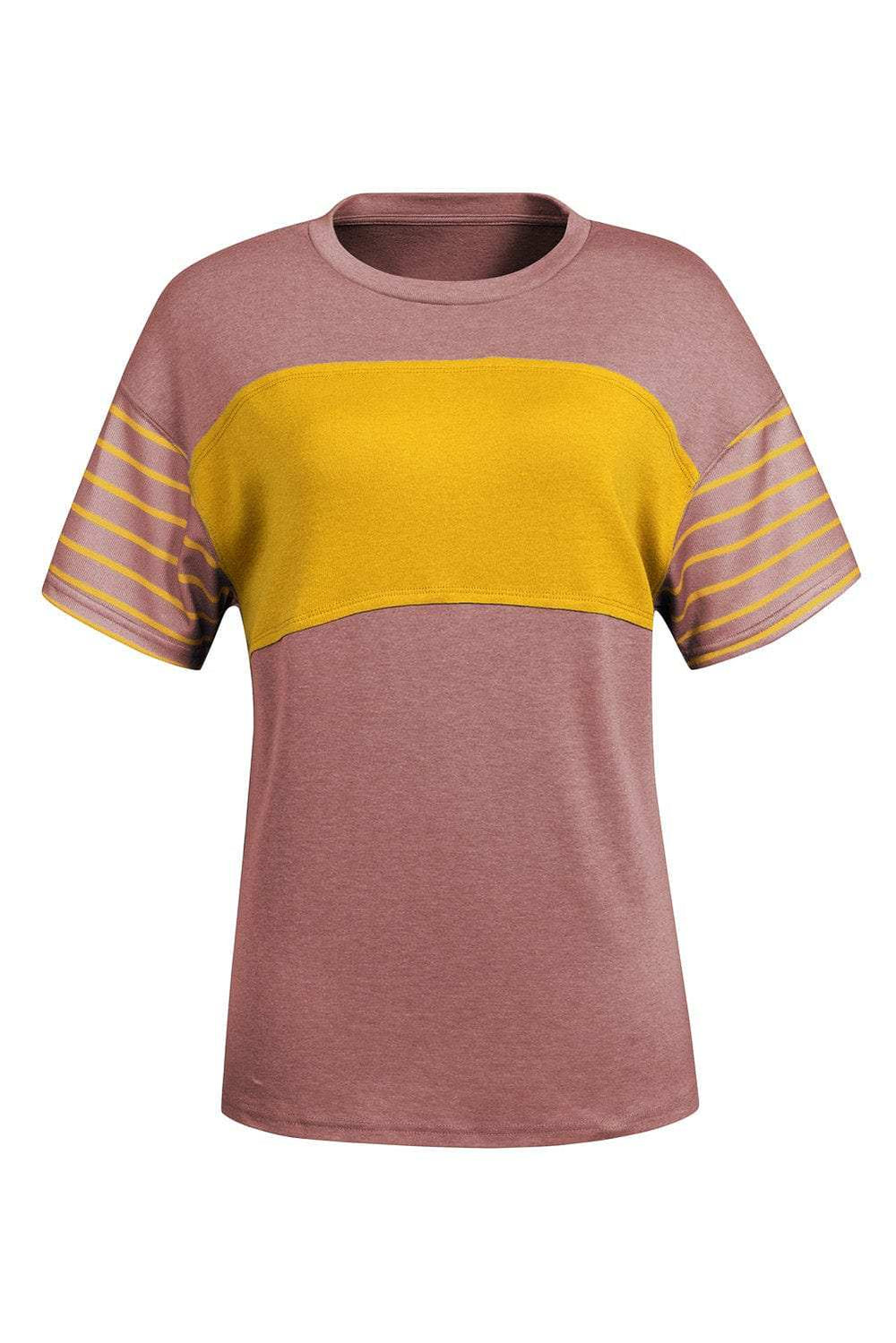 Striped Round Neck Short Sleeve T-Shirt - Trendsi - Flyclothing LLC