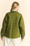 Davi & Dani Quilted Button Down Shacket with Chest Pockets - Trendsi