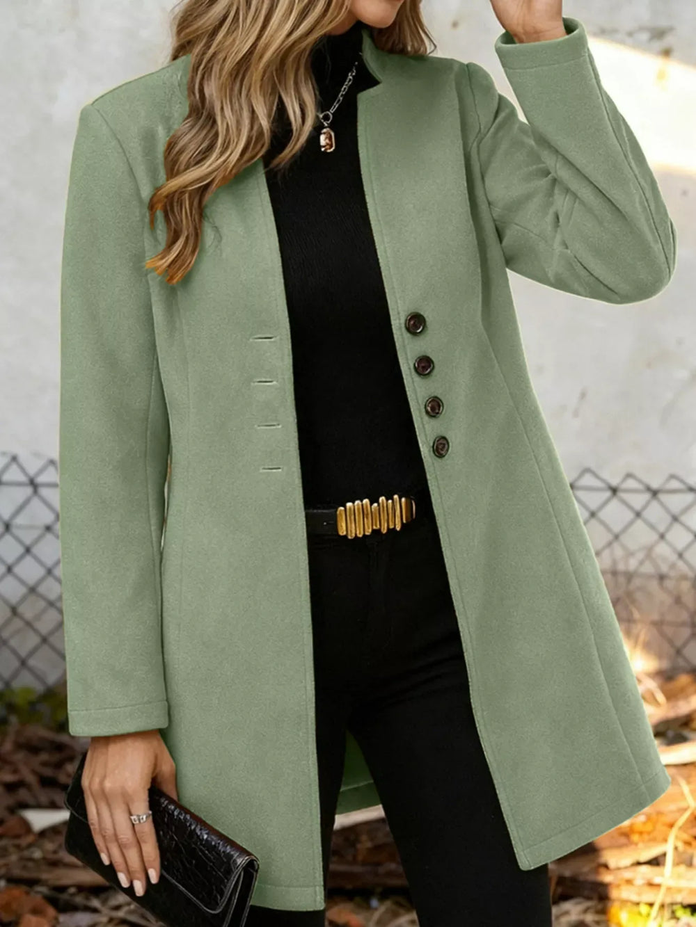 Button-Down Longline Outerwear - Trendsi - Flyclothing LLC