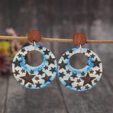 Cutout Star Print Wooden Dangle Earrings - Trendsi