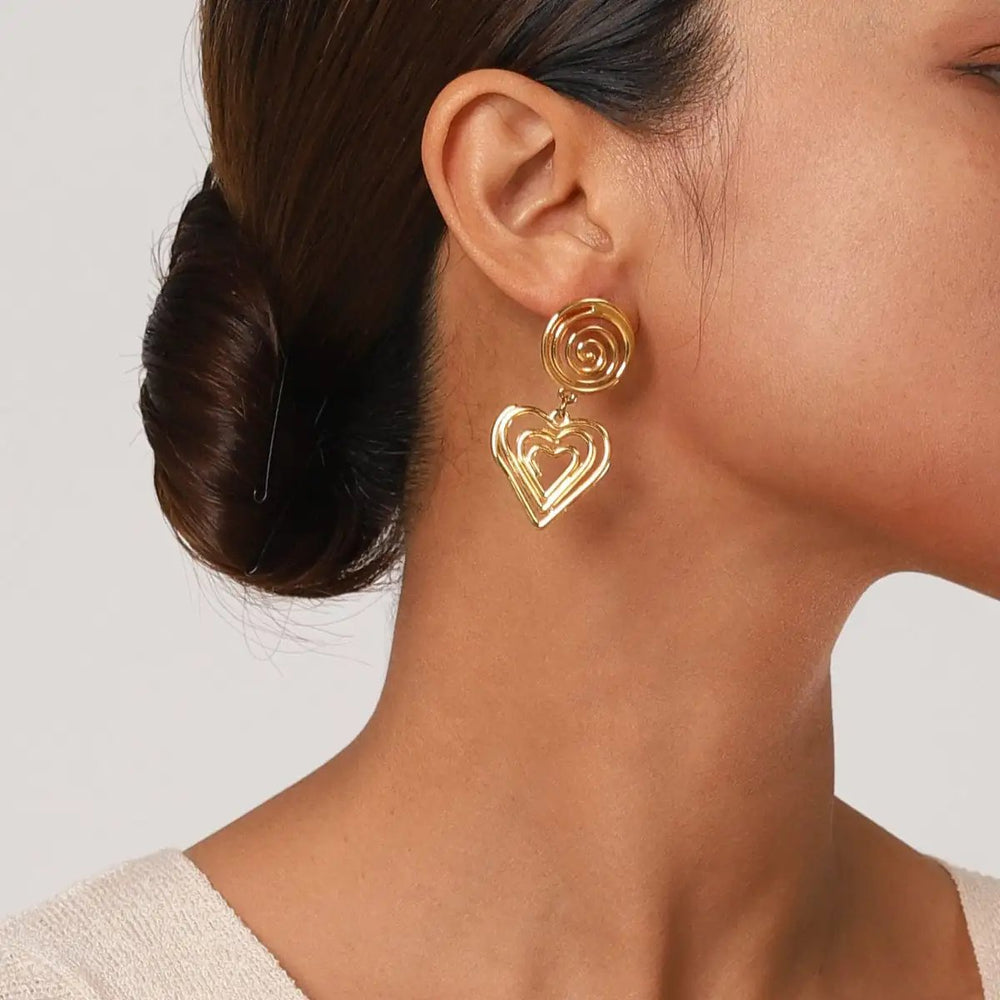 Stainless Steel Heart Earrings - Trendsi