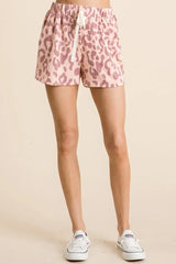 BiBi Leopard Shorts with Twill Tape Drawstring - Trendsi - Flyclothing LLC