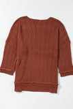 Diamond Round Neck Dropped Shoulder Sweater - Trendsi
