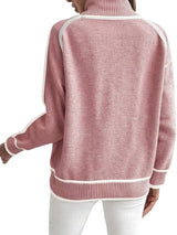 Full Size Turtleneck Contrast Trim Sweater Plus Size - Trendsi - Flyclothing LLC