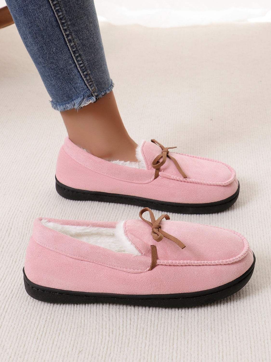 Bow Round Toe Flat Slip-Ons - Trendsi - Flyclothing LLC