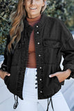 Drawstring Snap Down Denim Jacket with Chest Pockets - Trendsi - Flyclothing LLC