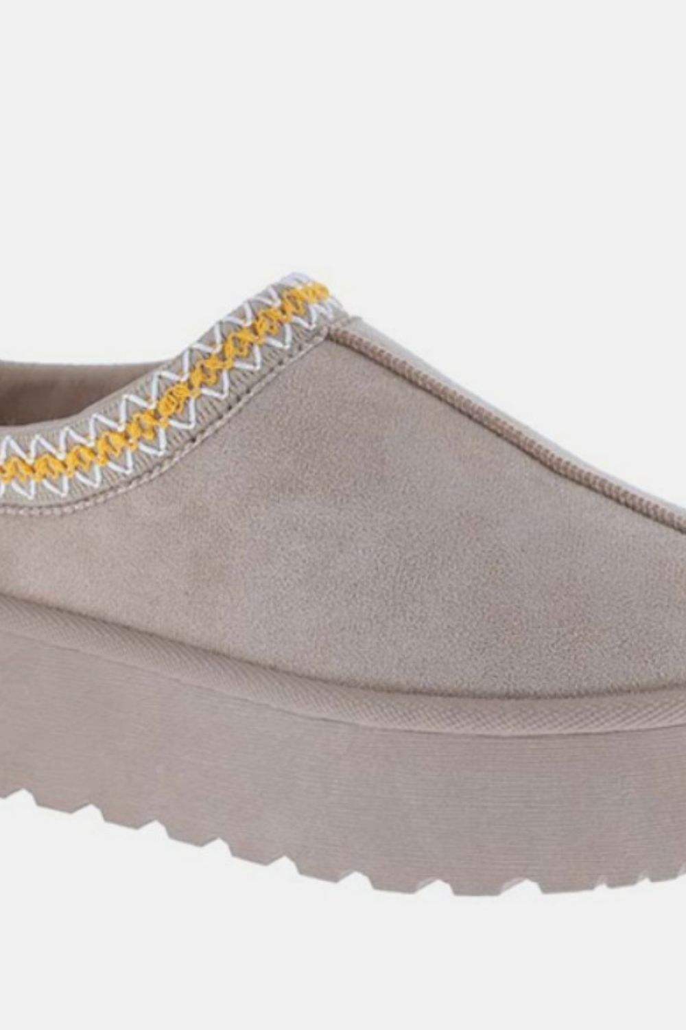 Weeboo Platform Embroidered Trim Slip-On Boots - Trendsi - Flyclothing LLC