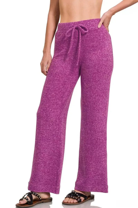 Zenana Soft Brushed Hacci Pants - Trendsi - Flyclothing LLC