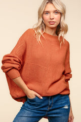 Haptics Full Size Side Slit Texture Asymmetric Sweater - Trendsi