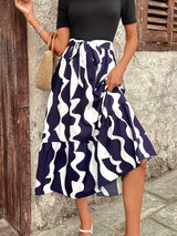 Printed Round Neck Short Sleeve Midi Dress - Trendsi - Flyclothing LLC
