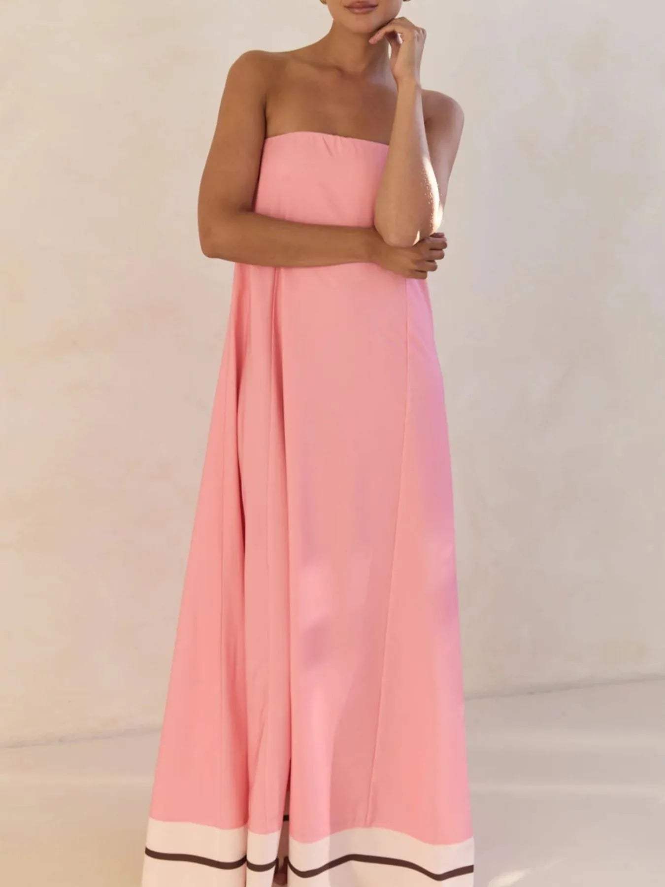 Smocked Printed Tube Maxi Dress - Trendsi - Flyclothing LLC