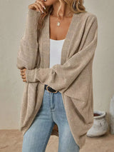Casual Knit Open Front Cardigan - Trendsi - Flyclothing LLC