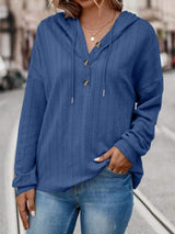 Drawstring Dropped Shoulder Long Sleeve Hoodie - Trendsi - Flyclothing LLC