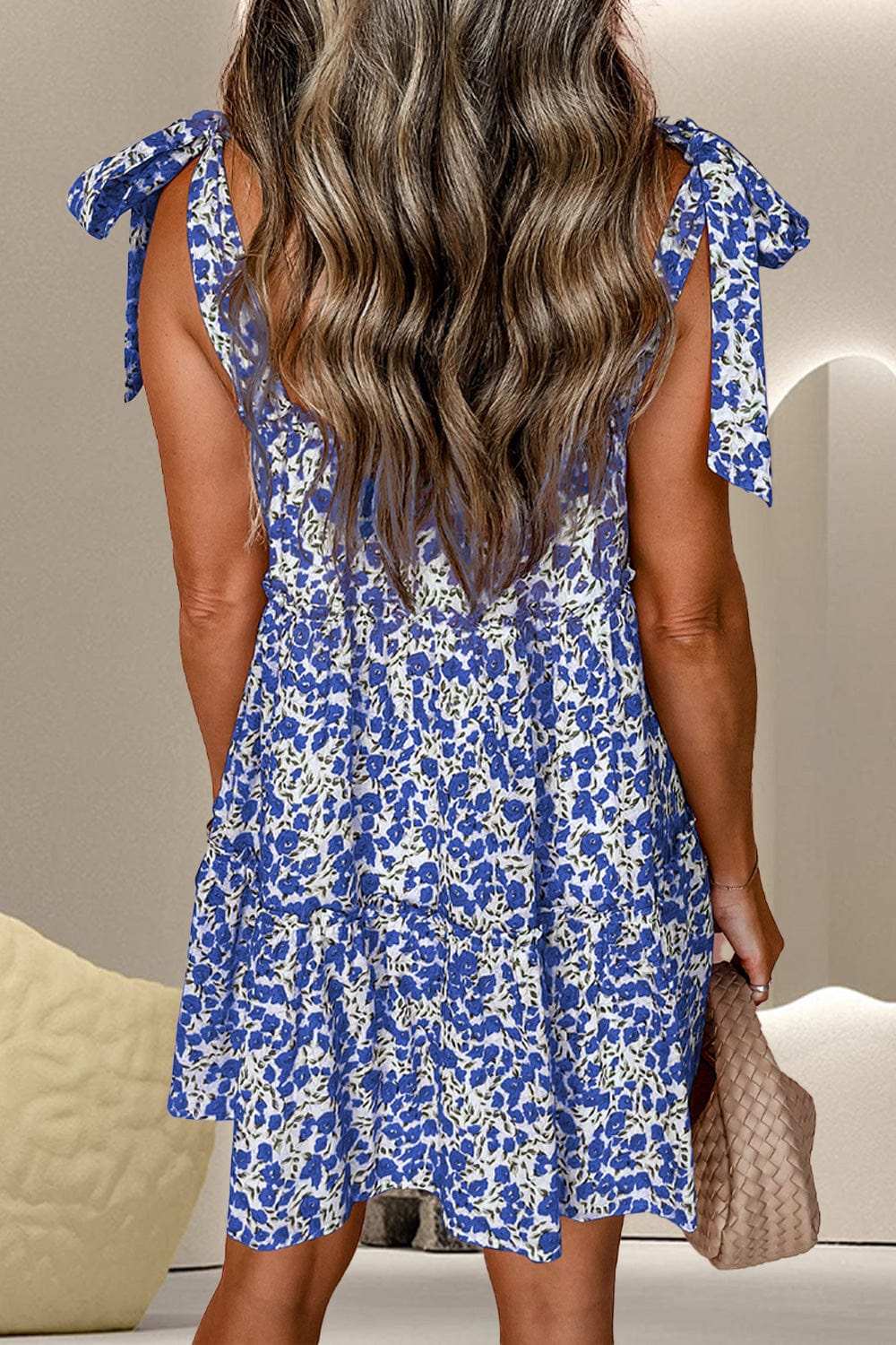 Tied Printed Sleeveless Mini Dress - Trendsi - Flyclothing LLC