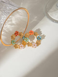 Synthetic Crystal Stainless Steel Flower Earrings - Trendsi