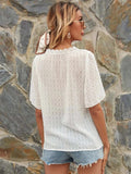 Lace Detail V-Neck Siwss Dot Blouse - Trendsi - Flyclothing LLC