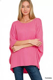 Zenana Raised Rib Bat Sleeve Top - Trendsi - Flyclothing LLC