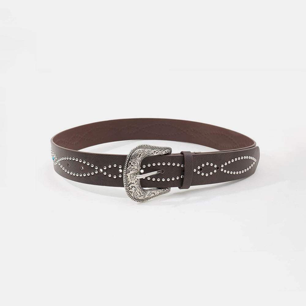 PU Leather Rhinestone Belt - Trendsi - Flyclothing LLC