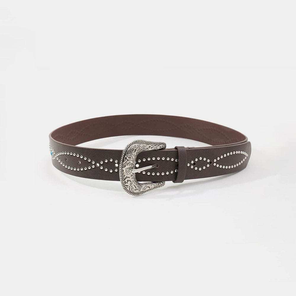 PU Leather Rhinestone Belt - Trendsi - Flyclothing LLC