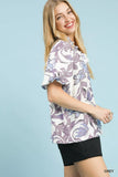 Umgee Lush Blossom Print Puff Sleeve Top with Ruffle Trim Detail - Trendsi - Flyclothing LLC