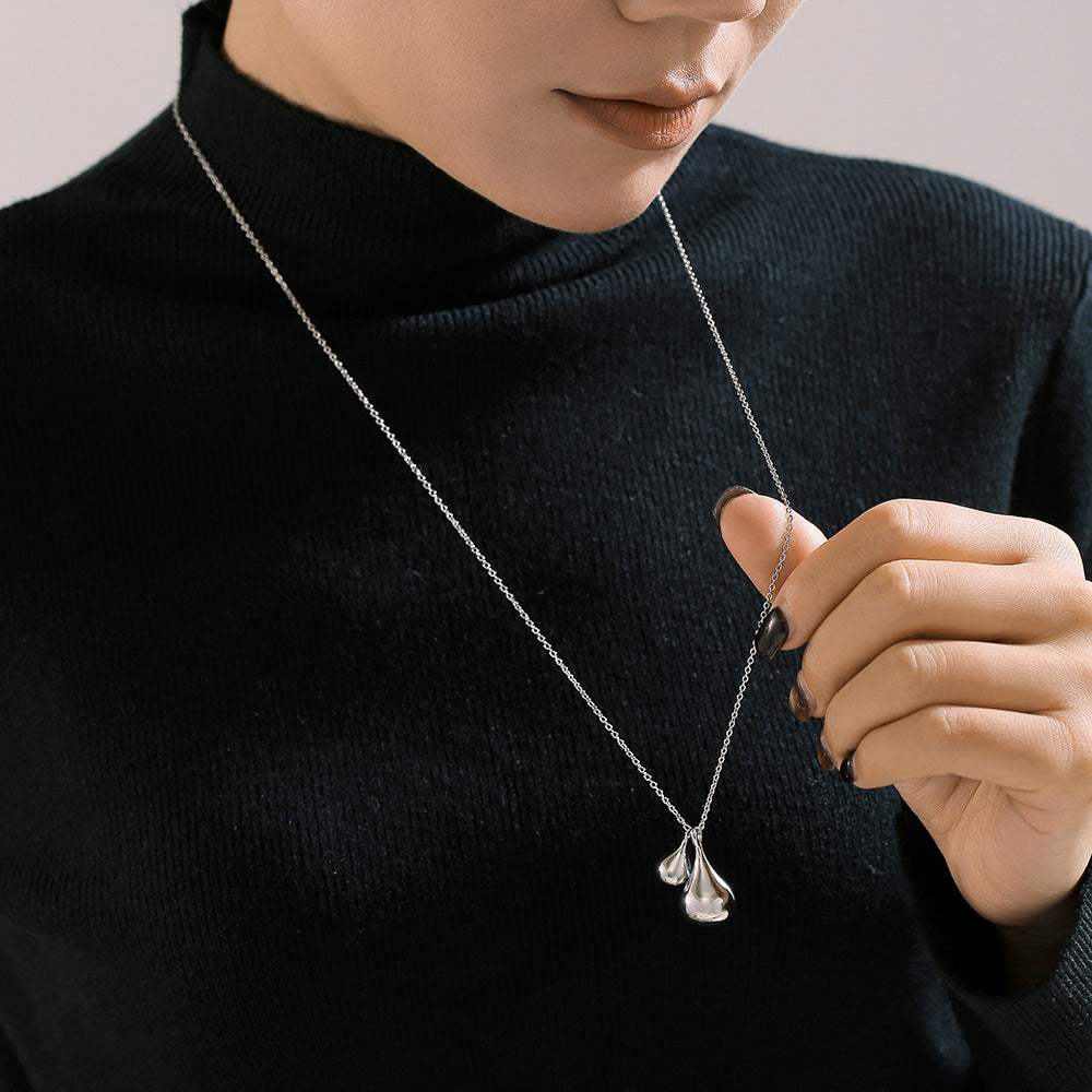 Stainless Steel Water Drop Shape Pendant Necklace - Trendsi - Flyclothing LLC