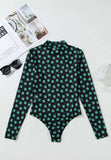 Lucky Clover Mock Neck Long Sleeve Bodysuit - Trendsi - Flyclothing LLC
