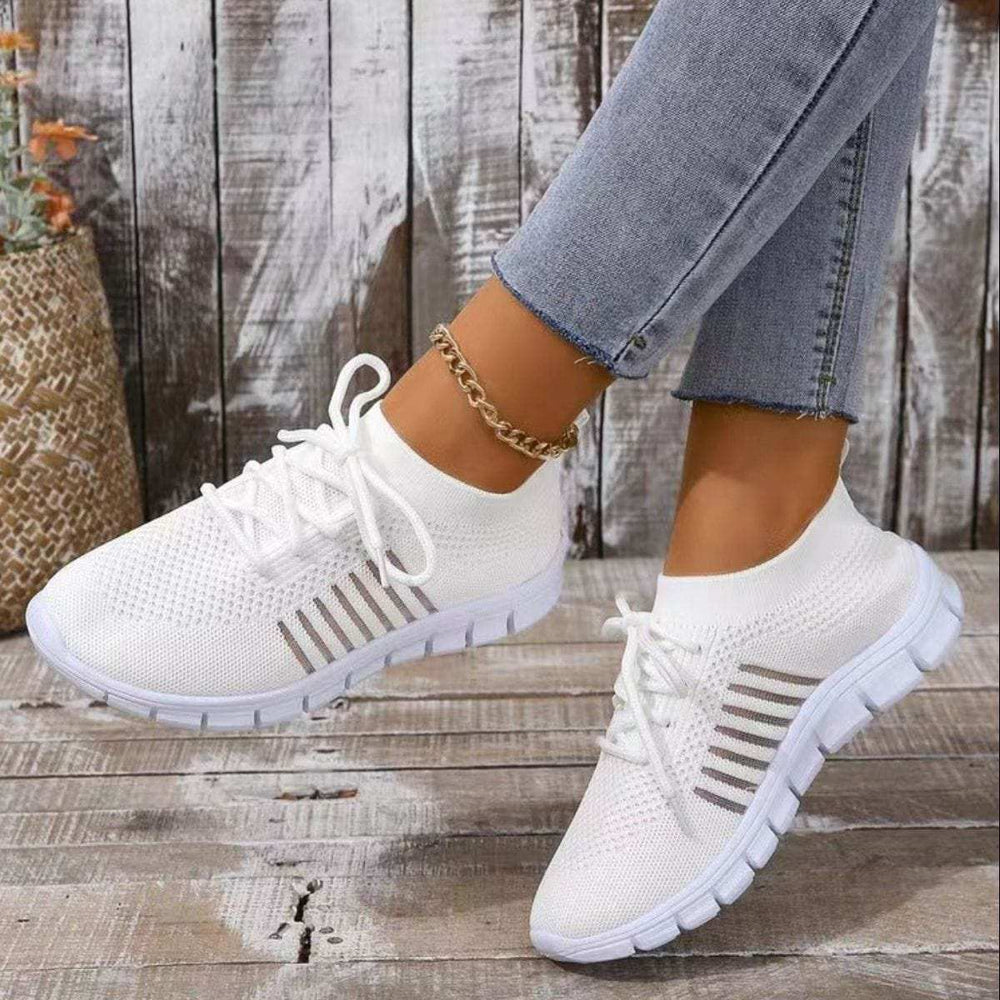 Breathable Mesh Round Toe Lace Up Athletic - Trendsi - Flyclothing LLC