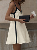 Contrast Trim V-Neck Mini Cami Dress - Trendsi