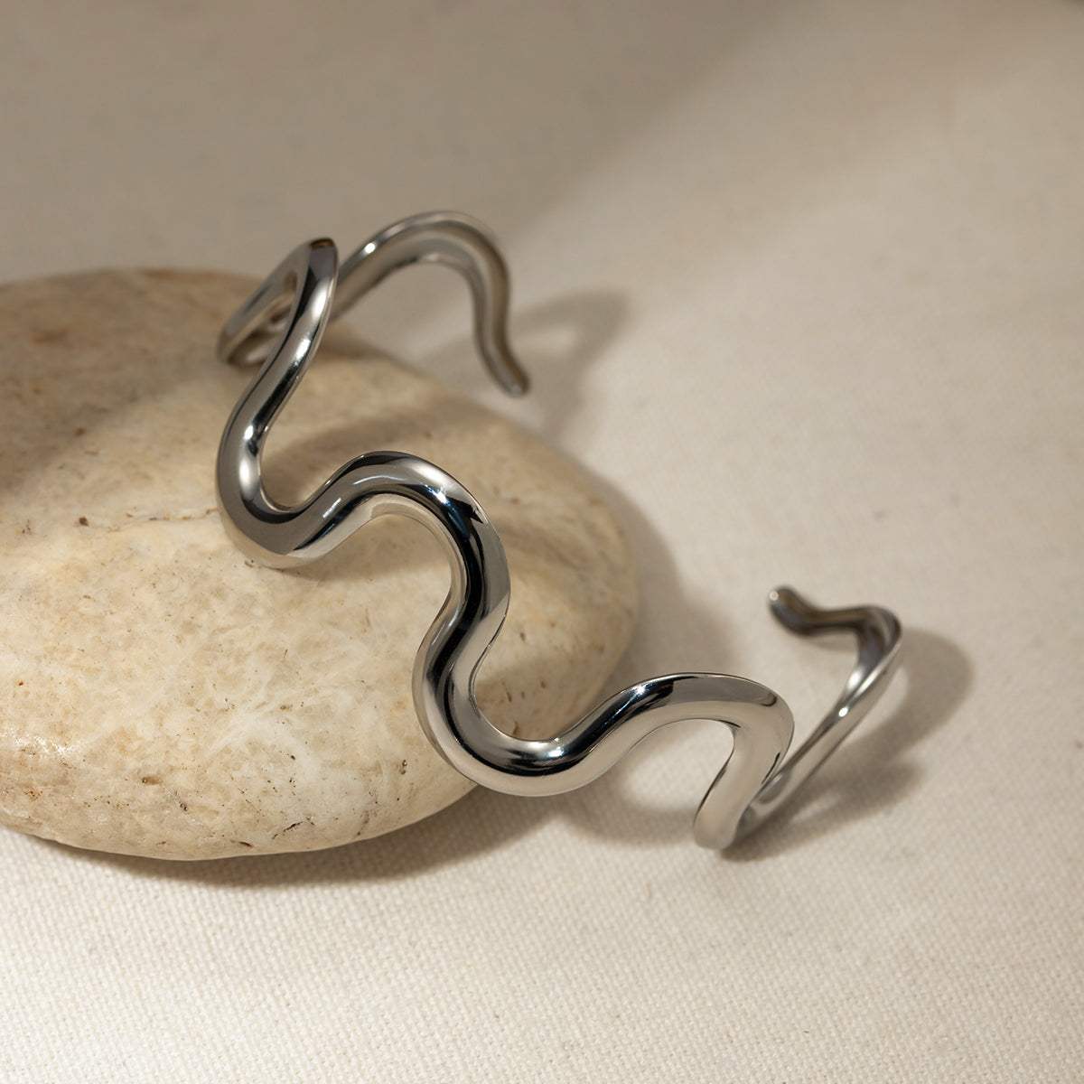 Stainless Steel Wave Shape Bracelet - Trendsi - Flyclothing LLC