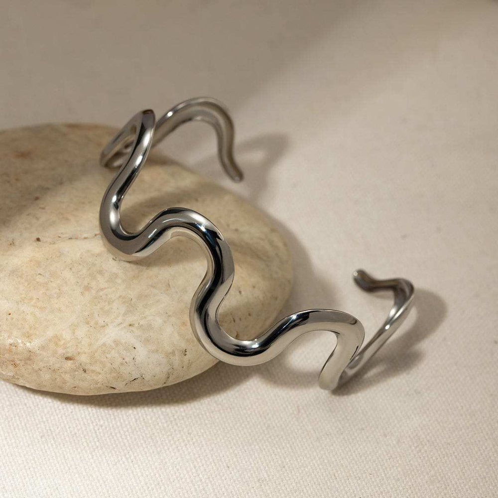 Stainless Steel Wave Shape Bracelet - Trendsi - Flyclothing LLC
