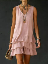 Full Size Ruffled Hem V-Neck Sleeveless Dress Plus Size - Trendsi - Flyclothing LLC