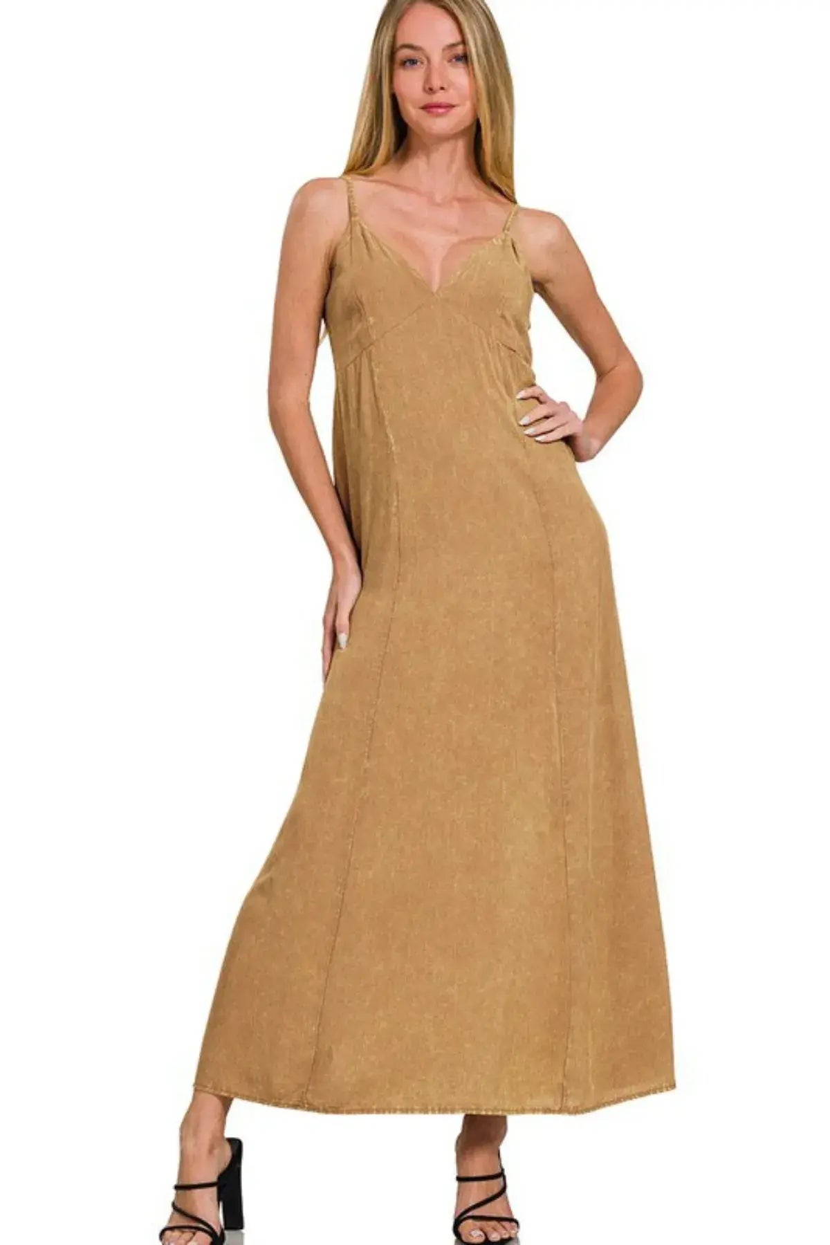 Zenana Mineral Washed Rayon Challis Cami Dress - Trendsi - Flyclothing LLC