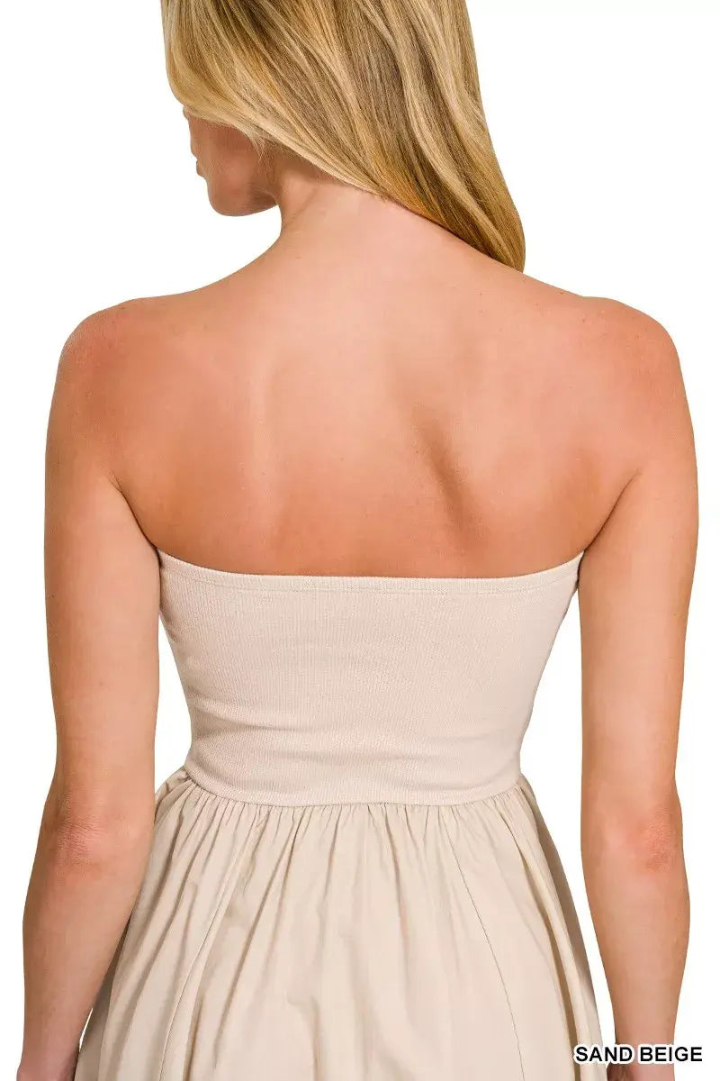 Zenana Combined Knit Tube Top Flare Mini Dress - Trendsi - Flyclothing LLC