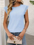 Lace Detail Round Neck Cap Sleeve Top - Trendsi - Flyclothing LLC