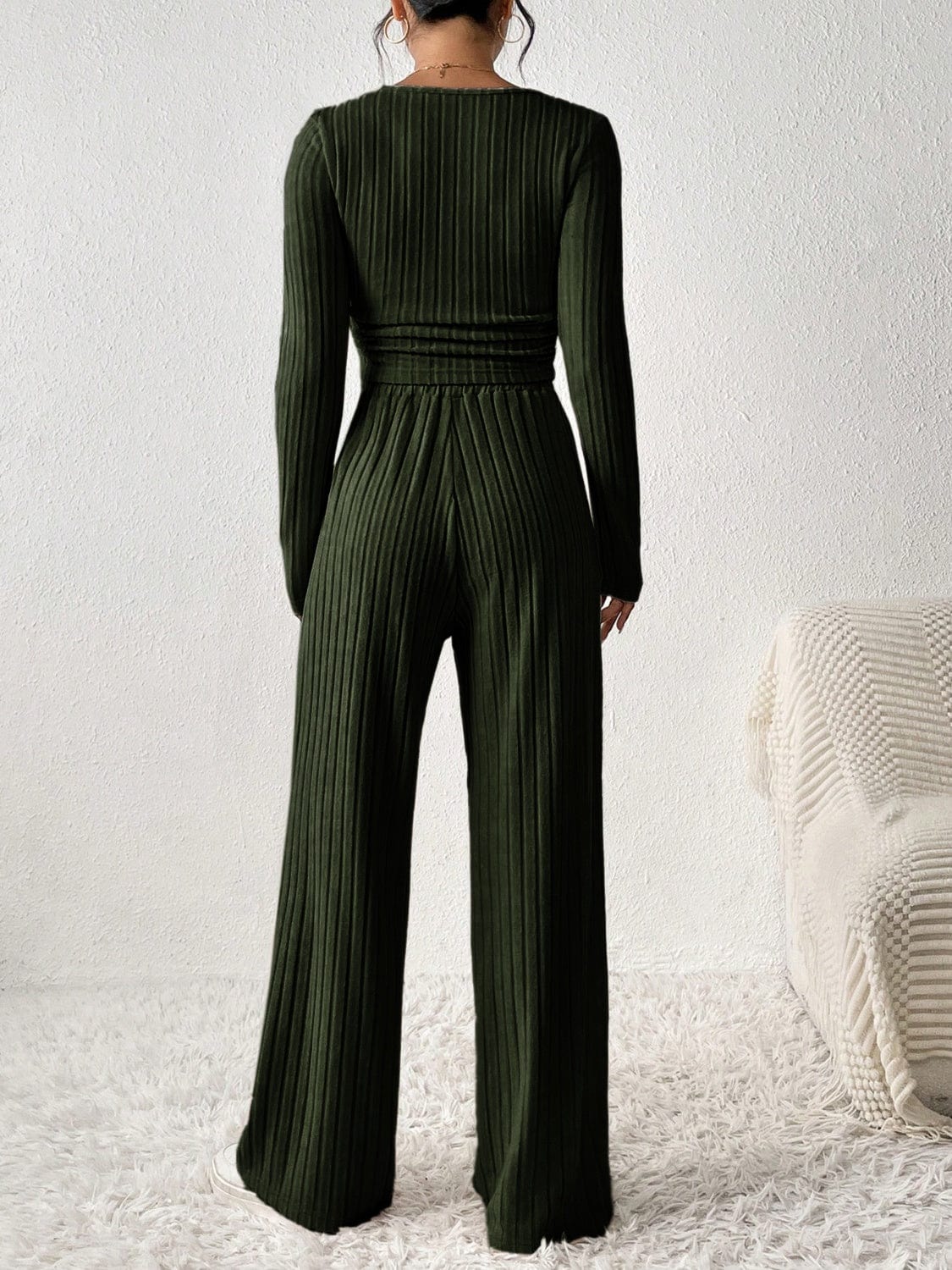 Scoop Neck Long Sleeve Top and Pants Set - Trendsi