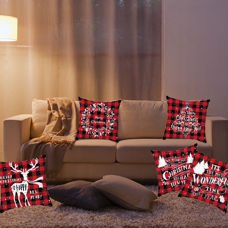 Merry Christmas Cushion Cover 45cm Elk Santa Claus Short Plush Sofa Pillow Cover Home Decor Pillowcase Christmas Decoration - My Store - Flyclothing LLC