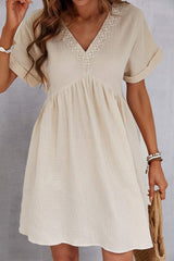 V-Neck Short Sleeve Dress - Trendsi - Flyclothing LLC