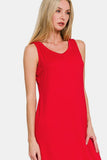 Zenana Scoop Neck Wide Strap Tank Dress - Trendsi