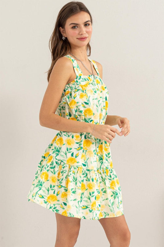 HYFVE Floral Tie Shoulder Mini Dress - Trendsi