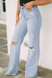 Distressed High Waist Jeans - Trendsi