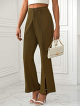 Slit Flare Pants with Pockets - Trendsi - Flyclothing LLC