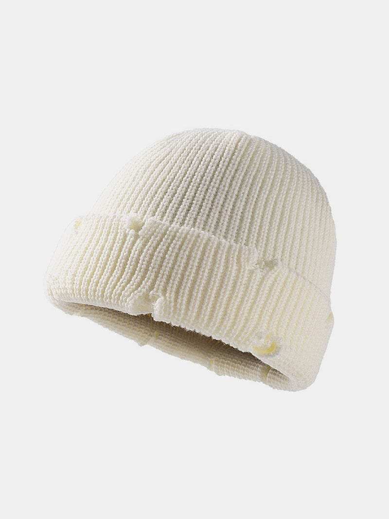 Distressed Cuffed Knit Hat - Trendsi - Flyclothing LLC